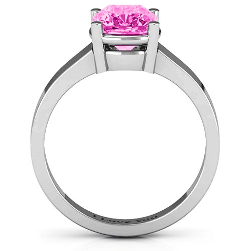Cushion Cut Solitaire Ring – Sterling Silver with Pink Tourmaline