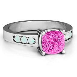 Cushion Cut Solitaire with Accents Ring