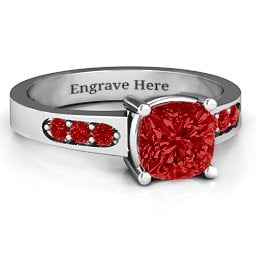 Cushion Cut Solitaire with Accents Ring