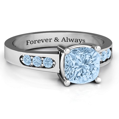 Cushion Cut Solitaire with Accents Ring