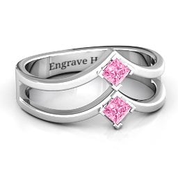 Peaks and Valleys Geometric Ring With Princess Stones