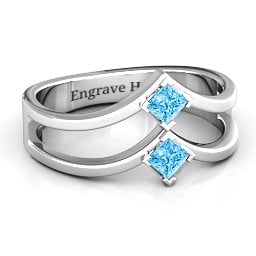 Peaks and Valleys Geometric Ring With Princess Stones