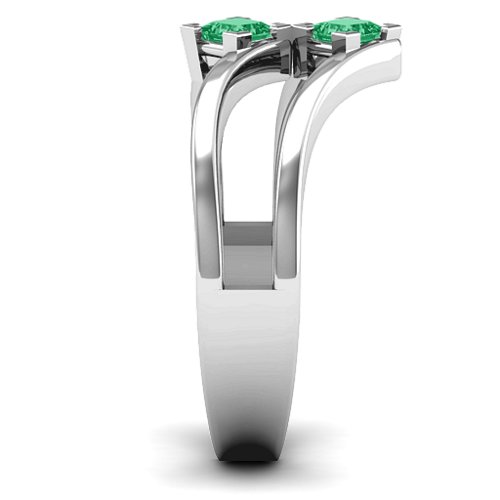 Peaks and Valleys Geometric Ring With Princess Stones – Sterling Silver with Emerald