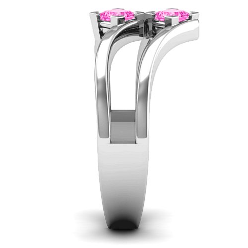 Peaks and Valleys Geometric Ring With Princess Stones – Sterling Silver with Pink Tourmaline