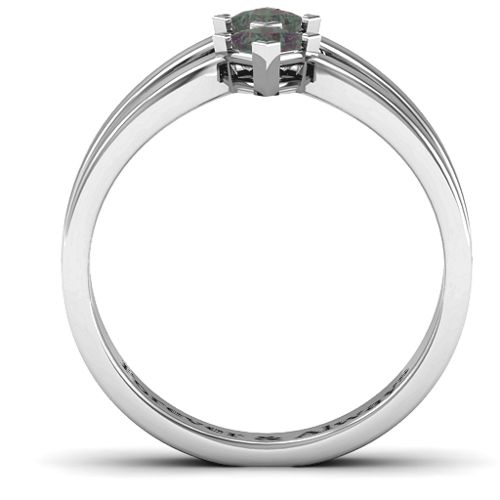 Peaks and Valleys Geometric Ring With Princess Stones – Sterling Silver with Alexandrite