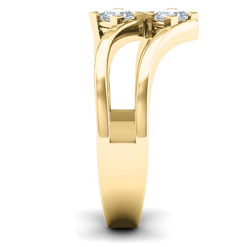 Peaks and Valleys Geometric Ring With Princess Stones – 10K Yellow Gold with Cubic Zirconia