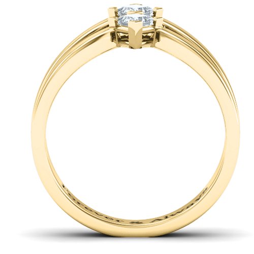 Peaks and Valleys Geometric Ring With Princess Stones – 10K Yellow Gold with Cubic Zirconia
