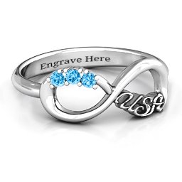 USA Infinity Ring in 925 Sterling Silver
