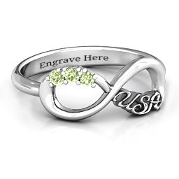USA Infinity Ring in 925 Sterling Silver with Peridot