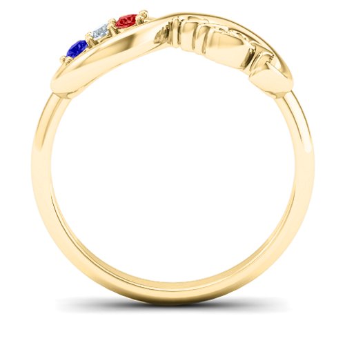USA Infinity Ring – 10K Yellow Gold with Garnet, Cubic Zirconia, and Blue Sapphire
