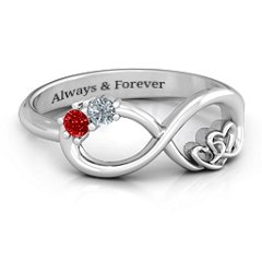 Diamond Silver Infinity Heart Ring