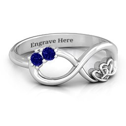 Double the Love Infinity Ring in 925 Sterling Silver with Blue Sapphire