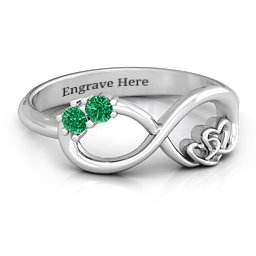 Double the Love Infinity Ring in 925 Sterling Silver with Emerald