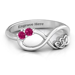 Double the Love Infinity Ring in 925 Sterling Silver with Ruby
