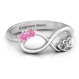 Double the Love Infinity Ring in 925 Sterling Silver with Pink Tourmaline