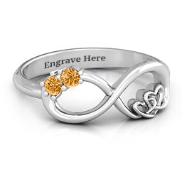 Double the Love Infinity Ring in 925 Sterling Silver with Citrine