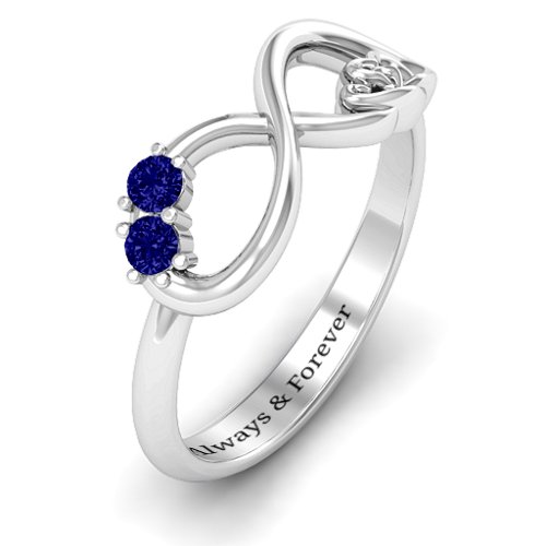 Double the Love Infinity Ring – Sterling Silver with Blue Sapphire