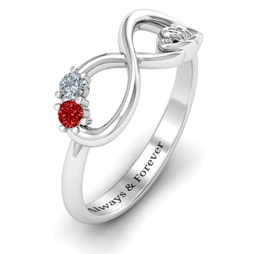 Double the Love Infinity Ring – Sterling Silver with Garnet and Cubic Zirconia