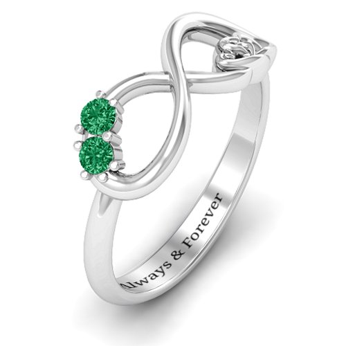 Double the Love Infinity Ring – Sterling Silver with Emerald