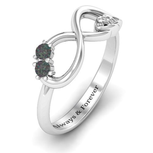 Double the Love Infinity Ring – Sterling Silver with Alexandrite