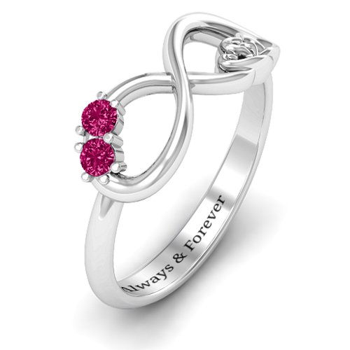 Double the Love Infinity Ring – Sterling Silver with Ruby