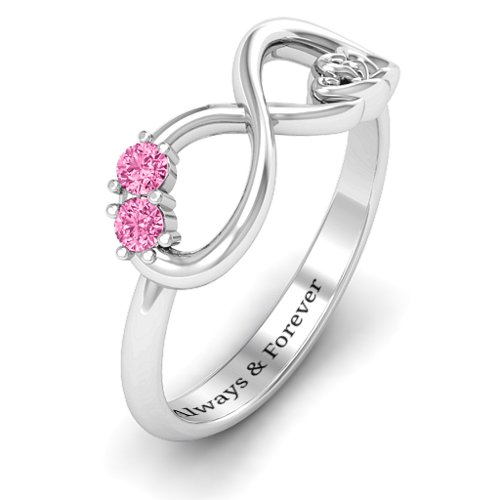 Double the Love Infinity Ring – Sterling Silver with Pink Tourmaline
