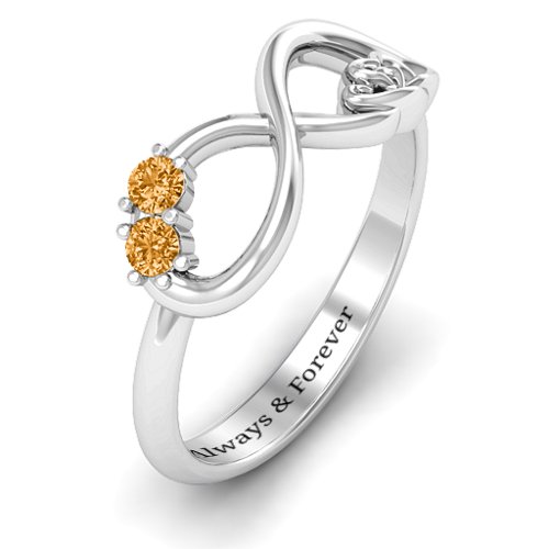 Double the Love Infinity Ring – Sterling Silver with Citrine