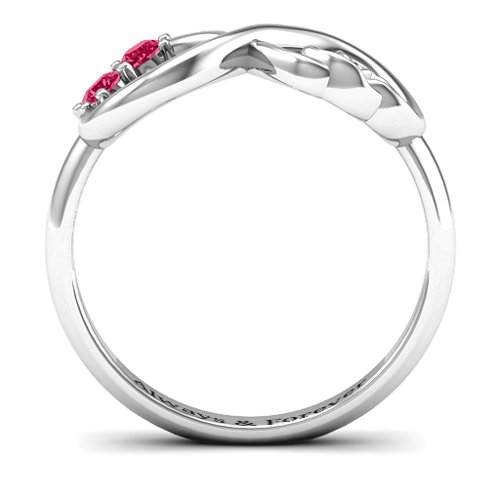 Double the Love Infinity Ring – Sterling Silver with Ruby