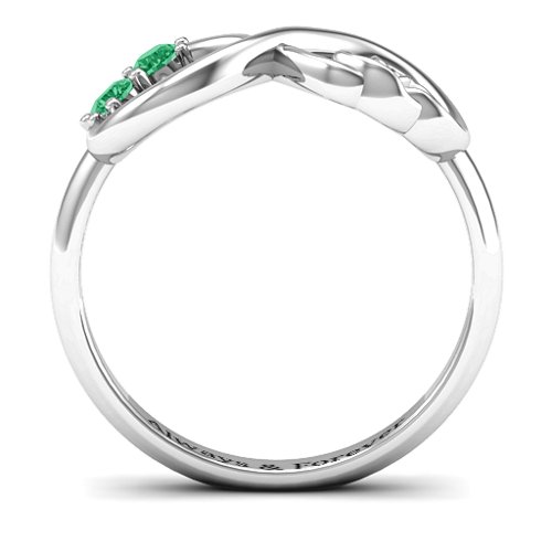 Double the Love Infinity Ring – Sterling Silver with Emerald