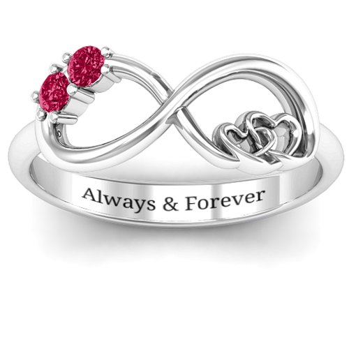 Double the Love Infinity Ring – Sterling Silver with Ruby