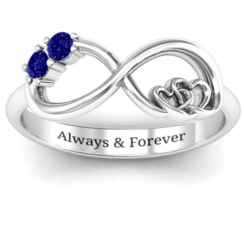 Double the Love Infinity Ring – Sterling Silver with Blue Sapphire