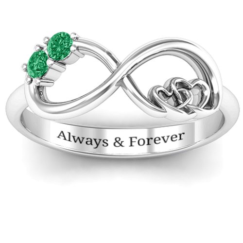Double the Love Infinity Ring – Sterling Silver with Emerald