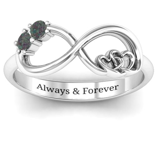 Double the Love Infinity Ring – Sterling Silver with Alexandrite