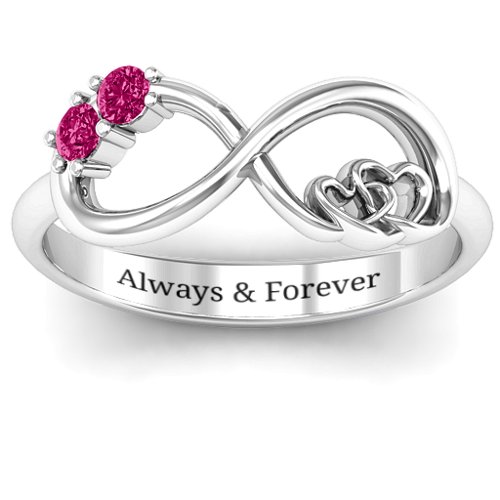 Double the Love Infinity Ring – Sterling Silver with Ruby
