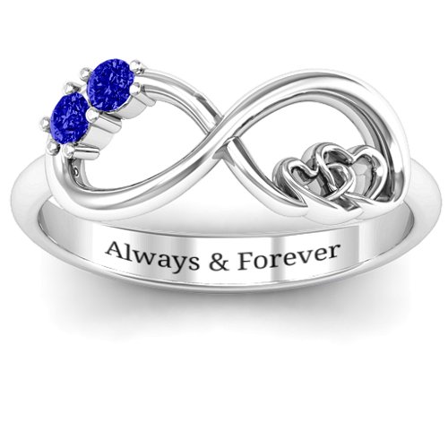 Double the Love Infinity Ring – Sterling Silver with Blue Sapphire