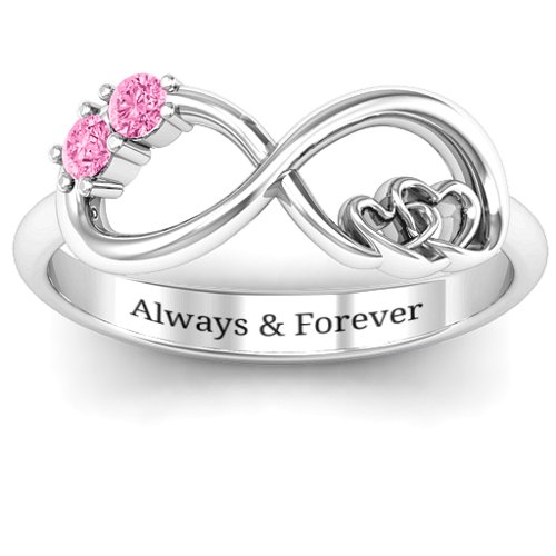 Double the Love Infinity Ring – Sterling Silver with Pink Tourmaline