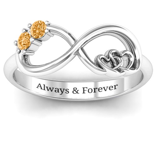 Double the Love Infinity Ring – Sterling Silver with Citrine