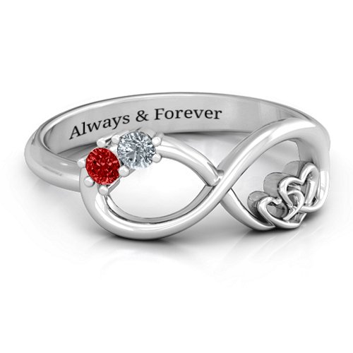 Double the Love Infinity Ring – Sterling Silver with Garnet and Cubic Zirconia