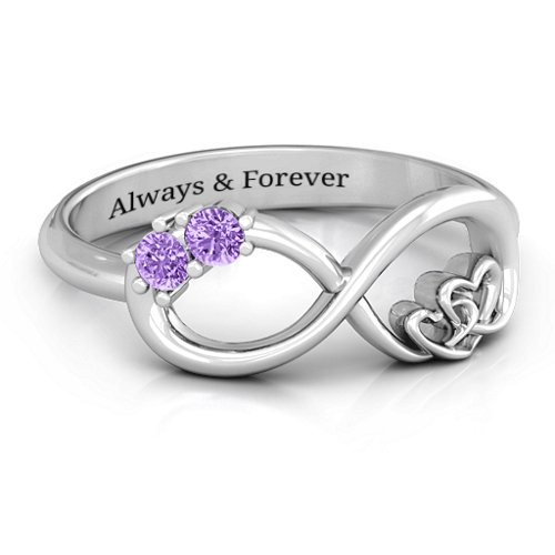 Double the Love Infinity Ring – Sterling Silver with Amethyst