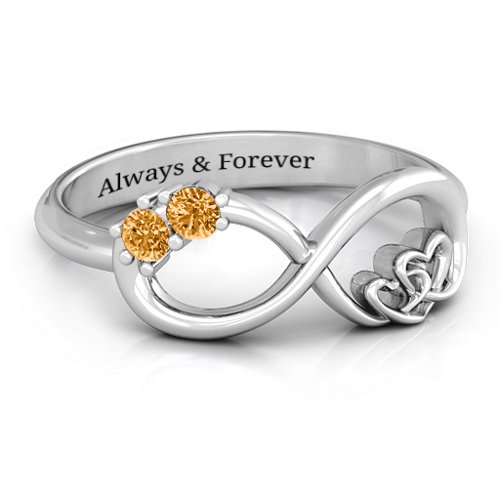 Double the Love Infinity Ring – Sterling Silver with Citrine