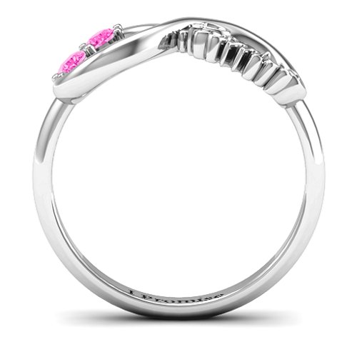 Two Stone Promise Infinity Ring – Sterling Silver with Pink Tourmaline