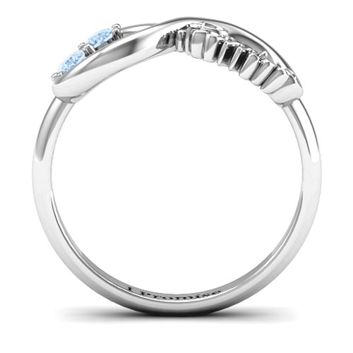 Two Stone Promise Infinity Ring – Sterling Silver with Aquamarine