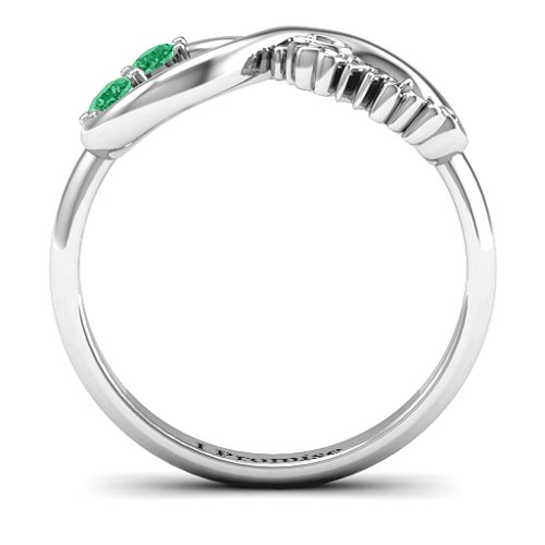 Two Stone Promise Infinity Ring – Sterling Silver with Emerald