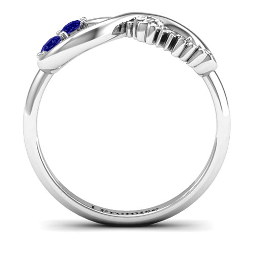 Two Stone Promise Infinity Ring – Sterling Silver with Blue Sapphire