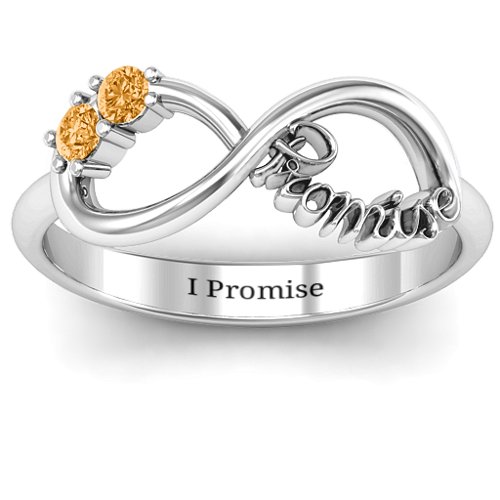 Two Stone Promise Infinity Ring – Sterling Silver with Citrine