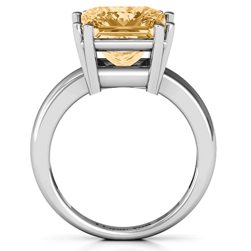 Basket Set Princess Cut Solitaire Ring – Sterling Silver with Fancy Yellow Premium Zirconia