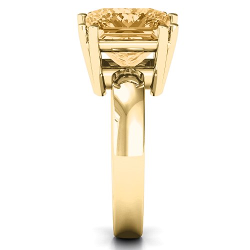 Basket Set Princess Cut Solitaire Ring – 10K Yellow Gold with Fancy Yellow Premium Zirconia