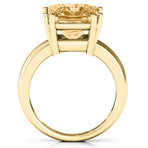 Basket Set Princess Cut Solitaire Ring – 10K Yellow Gold with Fancy Yellow Premium Zirconia