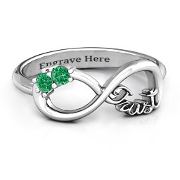 Trust Infinity Ring in 925 Sterling Silver with Emerald