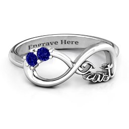 Trust Infinity Ring in 925 Sterling Silver with Blue Sapphire